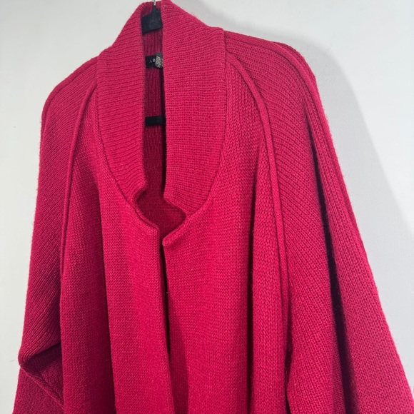 Vintage Elegant Pinkish Red Wool Mohair Blend Long Maxi Cardigan Oversized Coat - Picture 9 of 15